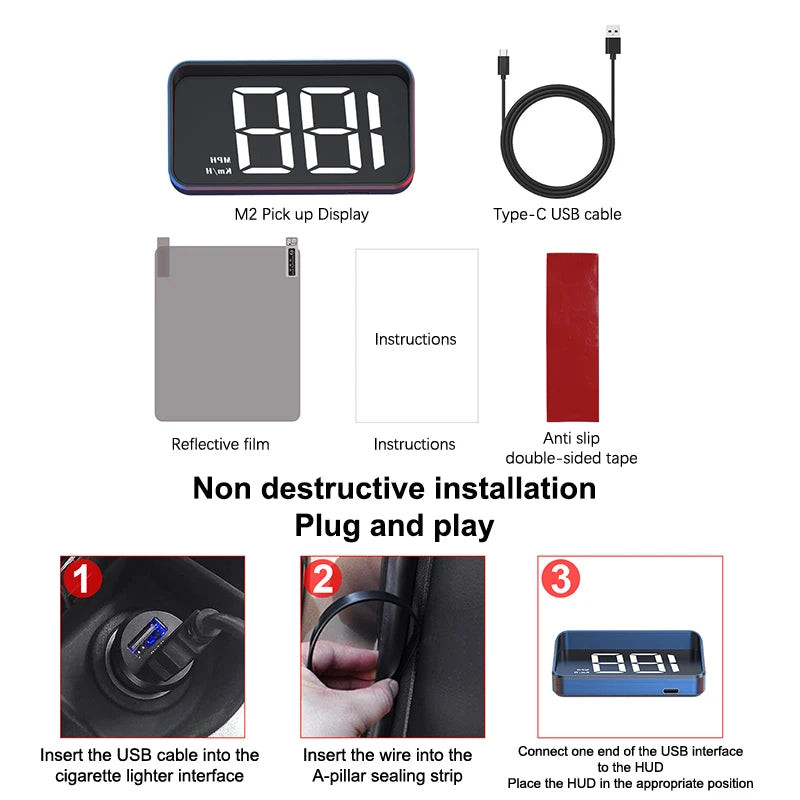 Tachimetro per Auto HUD GPS Head Up Display per parabrezza per i veicoli auto per camion