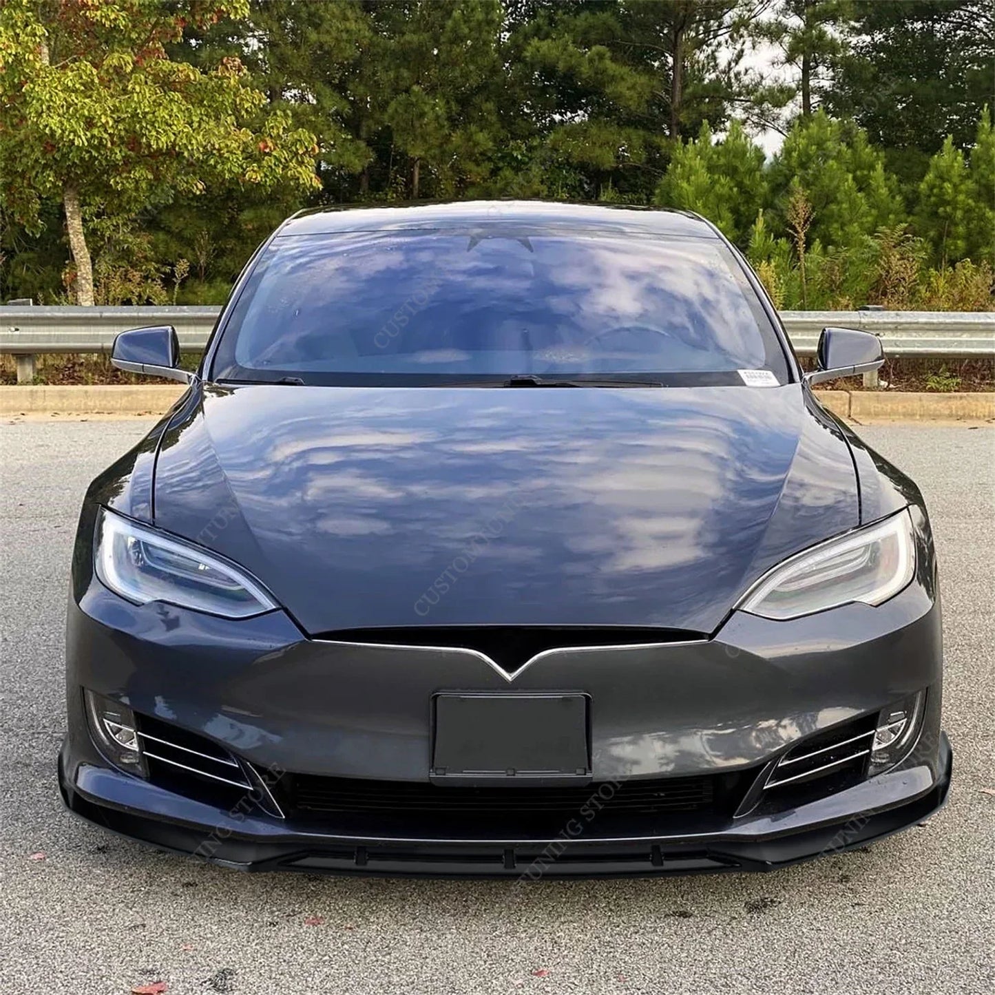 Lip Spoiler Anteriore Nero Lucido per Tesla Model S 2012-2020