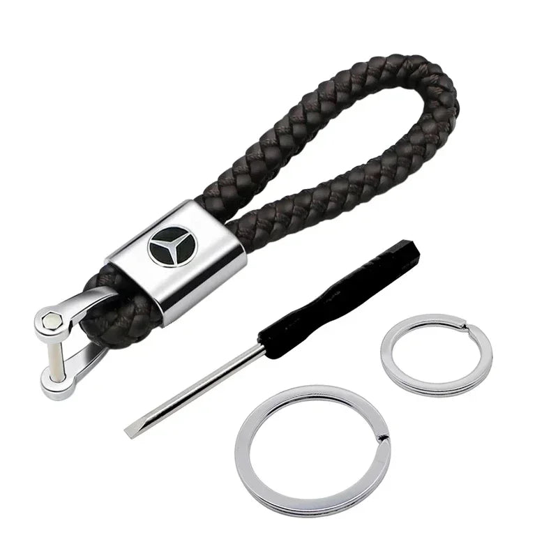 Corda intrecciata Portachiavi Auto in metallo Anello per Mercedes