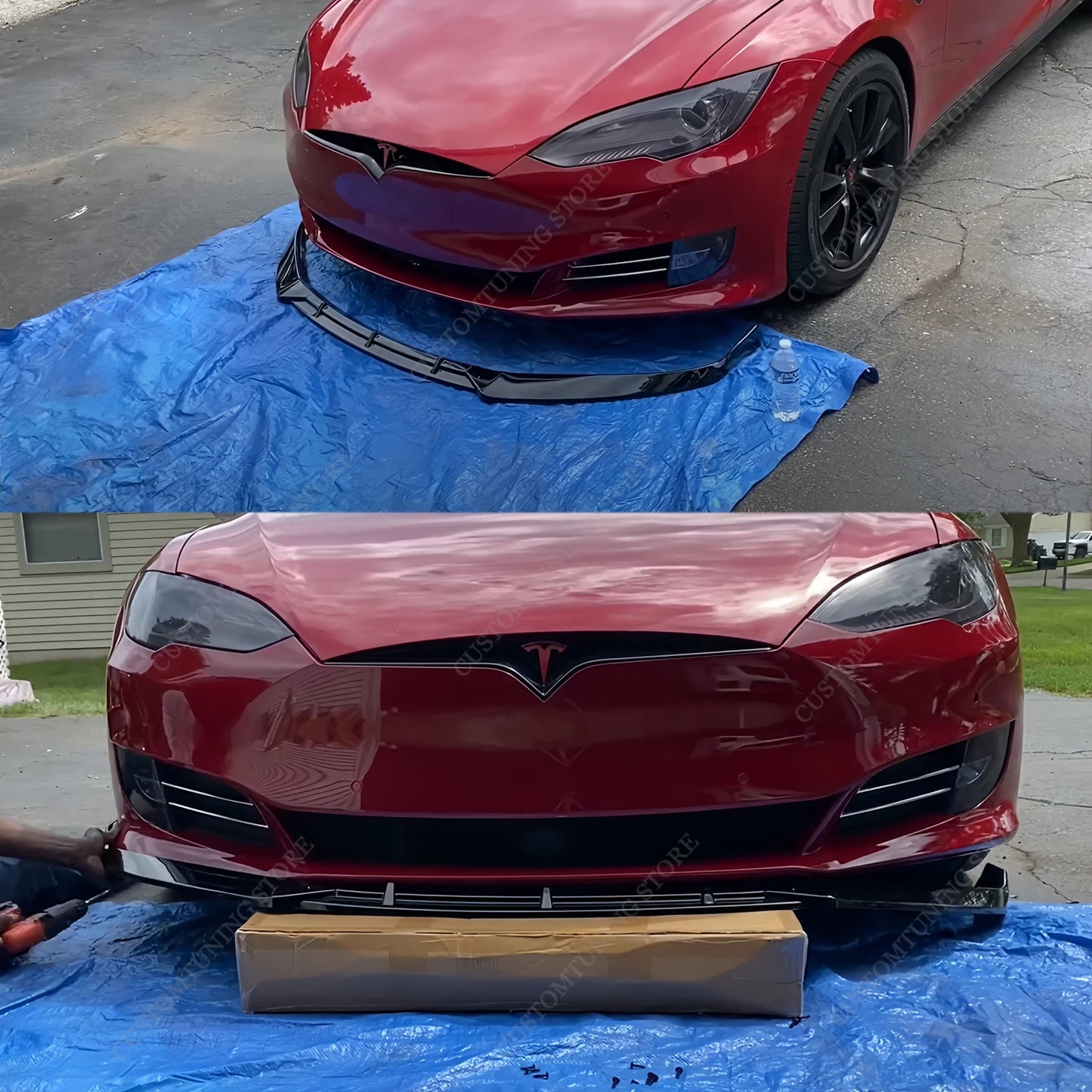 Lip Spoiler Anteriore Nero Lucido per Tesla Model S 2012-2020